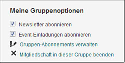 Gruppenoptionen bei XING